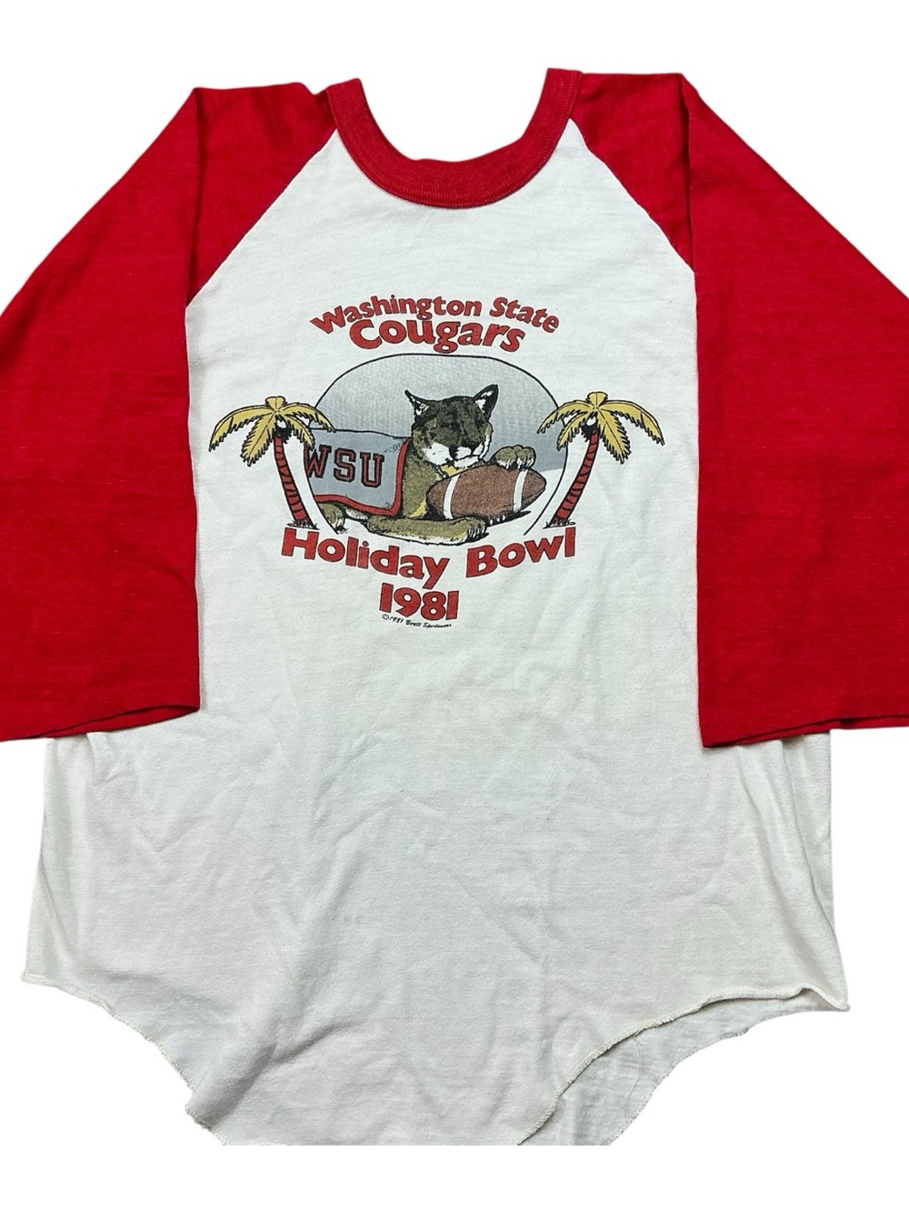 Vintage Washington State Cougars 1981 Holiday bowl Raglan sleeve t-shirt USA S/M